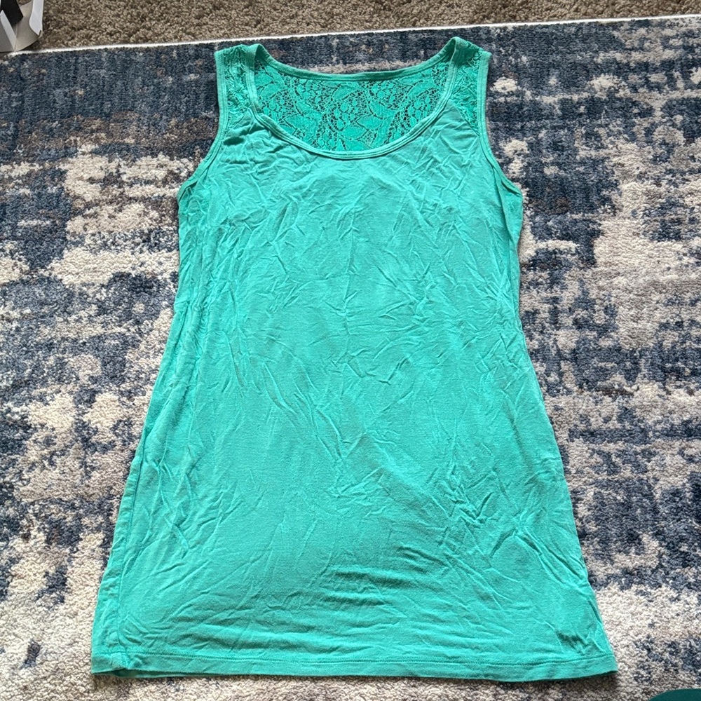Sleeveless Teal Lace Maternity Top